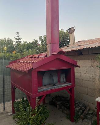 Forno a legno + piano da lavoro in marmo