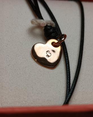 Dodo collana cordino cuore in oro rosa