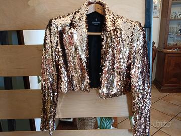 Blazer Corto con Paillettes Oro/Bronzo