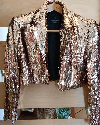Blazer Corto con Paillettes Oro/Bronzo