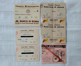 6 Biglietti Teatro Roma (1979/85) G.Cesare,Sistina