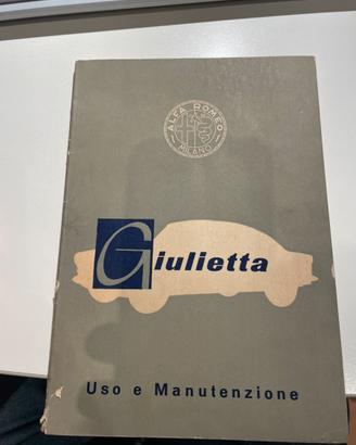 Libretto uso e manutenzione Giulietta 1959