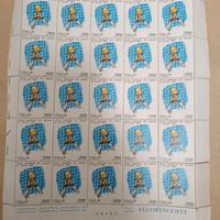 Foglio da 25 francobolli Italia 