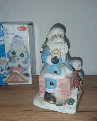 Babbo Natale Ceramica Porta Candela Lumino Scatola