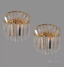 Coppia di applique con prismi in vetro di Murano 