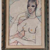 SALVATORE FIUME - ACRILICO SU BROCCATO 50X70