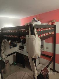 Letto soppalco matrimoniale (+materasso +armadio)