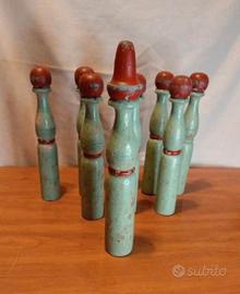 Antico Gioco dei Birilli in Legno Vintage Anni '20