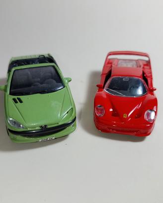 Peugeot 206 cc Welly + Ferrari F50 Maisto 1/39