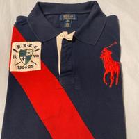Polo Ralph Lauren blu con banda rossa XL