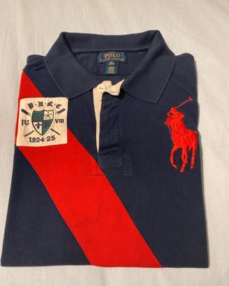 Polo Ralph Lauren blu con banda rossa XL