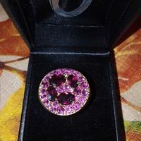 Anello placcato oro e rodolite
