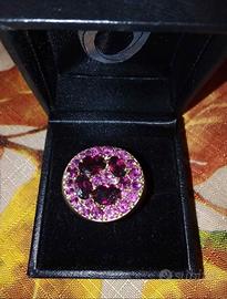 Anello placcato oro e rodolite