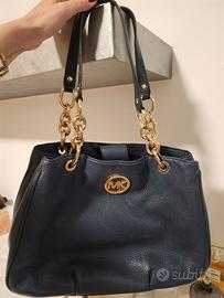 Borsa in pelle blu MKors originale