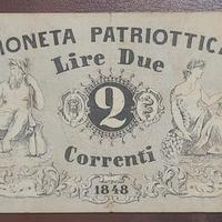 CARTAMONETA RISORGIMENTO ITALIANO 2 LIRE DEL 1848