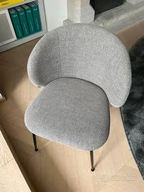 Sedie poltroncine in tessuto grigio