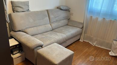 Divano letto + pouf alcantara grigio chiaro 215x95