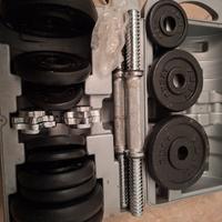 set manubri allenamento  palestra con dischi 