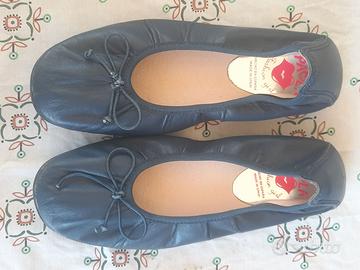 Ballerine in pelle blu