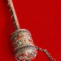 MULINO DI PREGHIERA IN LEGA D'ARGENTO TIBETANO