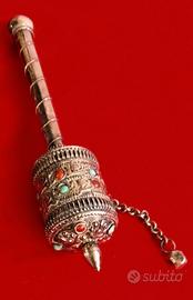 MULINO DI PREGHIERA IN LEGA D'ARGENTO TIBETANO