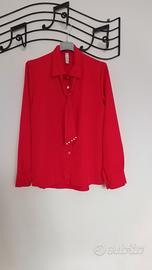 camicia donna rossa con cravatta