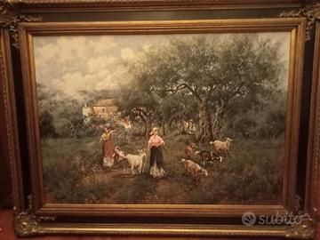 Antonio Sannino olio su tela  "scena campestre"