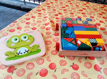 Mattoncini + Puzzle di Legno + Dinosauro Lego