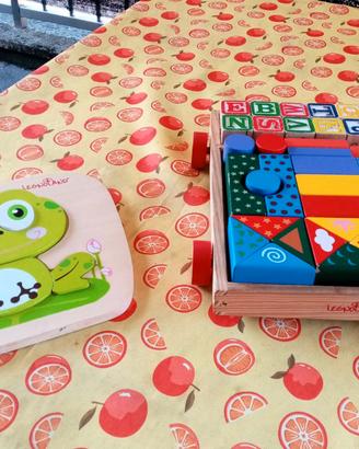 Mattoncini + Puzzle di Legno + Dinosauro Lego