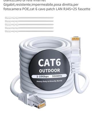 cavo di rete 30 metri cat 6 per esterno e interno