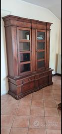libreria antica in noce massello 