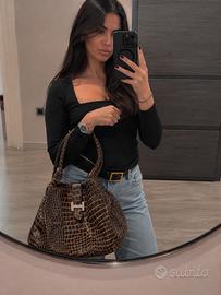 Borsa donna effetto cocco marrone