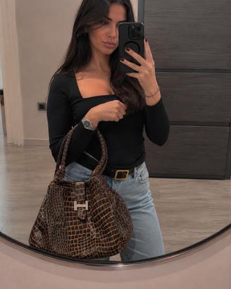 Borsa donna effetto cocco marrone