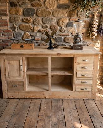BANCONE IN LEGNO MASSELLO IN ABETE GREZZO NATURALE