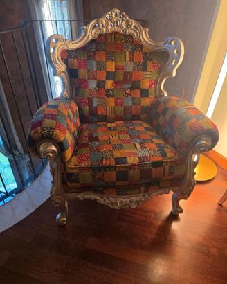 Poltrona stile barocco – Tessuto patchwork
