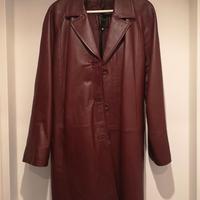 Giaccone donna vera pelle rosso bordò taglia 44