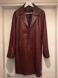 Giaccone donna vera pelle rosso bordò taglia 44