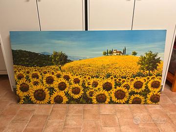 Quadro Campo Girasoli Paesaggio Fiori Stampa Mdf