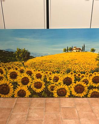 Quadro Campo Girasoli Paesaggio Fiori Stampa Mdf
