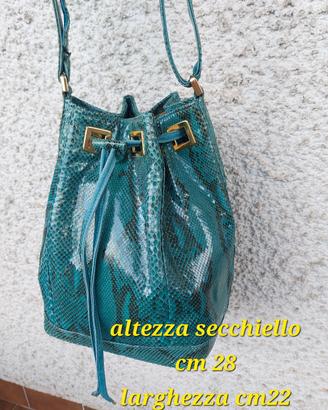 borsa a secchiello in pitone verde tiffany 