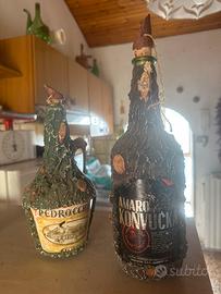 Coppia bottiglie di legno da collezione