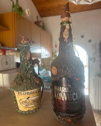 Coppia bottiglie di legno da collezione