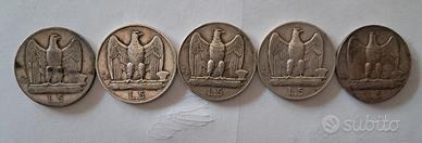 Serie completa 5 lire argento 