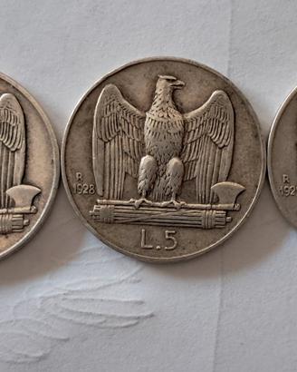 Serie completa 5 lire argento 