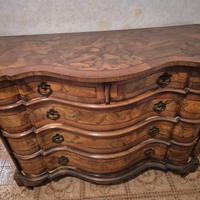 Comò cassettone bombato in legno stile classico co