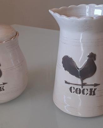 BROCCA E VASO IN CERAMICA SHABBY