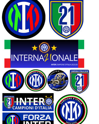 10 ADESIVI INTER CAMPIONE ITALIA 2026 - 21 SCUDETT