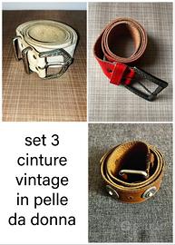 Cintura vintage in pelle da donna set 3 pz
