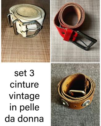 Cintura vintage in pelle da donna set 3 pz