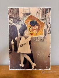 Quadro su legno Klimt il Bacio “versione collage”